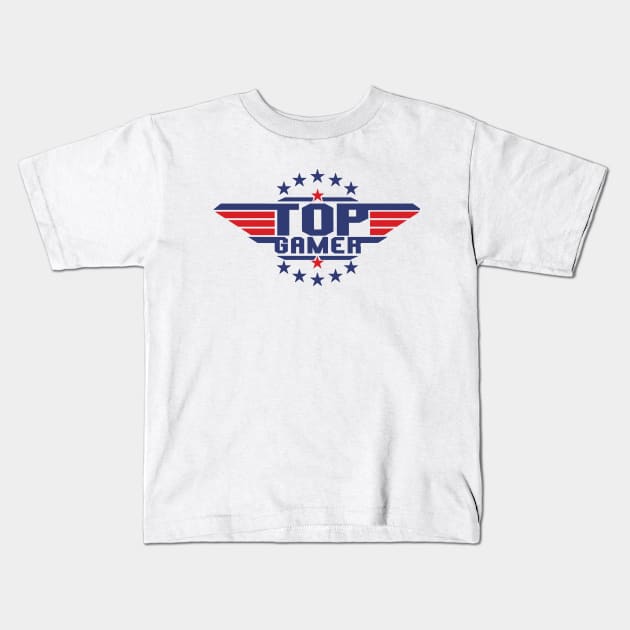 Top Aviation Pilot Gamer Funny Retro Cool Gaming Kids T-Shirt by RuftupDesigns